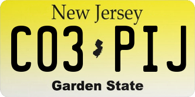 NJ license plate C03PIJ