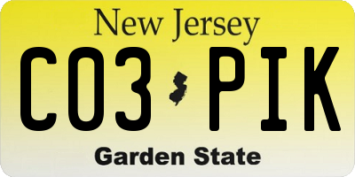 NJ license plate C03PIK