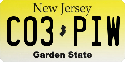 NJ license plate C03PIW