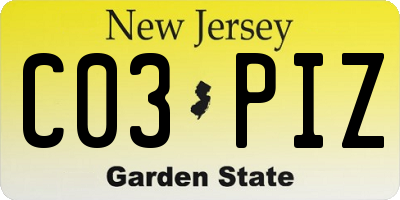 NJ license plate C03PIZ