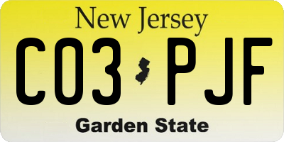 NJ license plate C03PJF