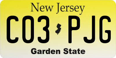 NJ license plate C03PJG
