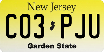 NJ license plate C03PJU