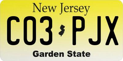 NJ license plate C03PJX