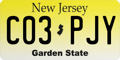 NJ license plate C03PJY