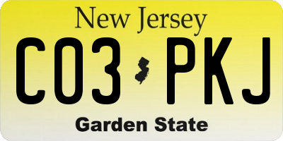 NJ license plate C03PKJ