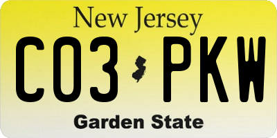 NJ license plate C03PKW