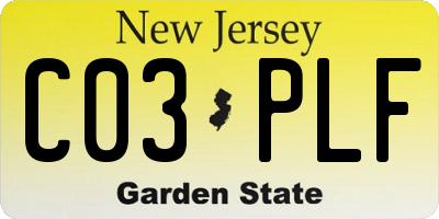 NJ license plate C03PLF