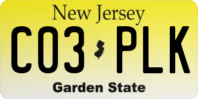 NJ license plate C03PLK