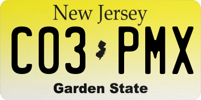 NJ license plate C03PMX