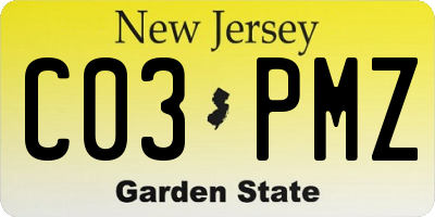 NJ license plate C03PMZ