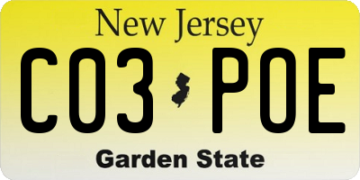 NJ license plate C03POE