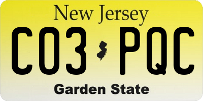 NJ license plate C03PQC