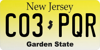NJ license plate C03PQR