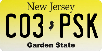 NJ license plate C03PSK