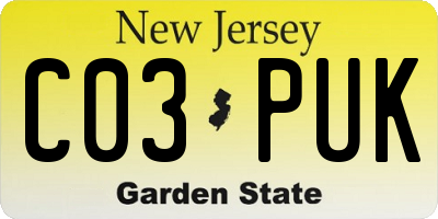 NJ license plate C03PUK