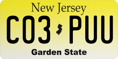 NJ license plate C03PUU