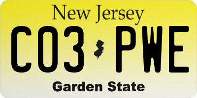NJ license plate C03PWE