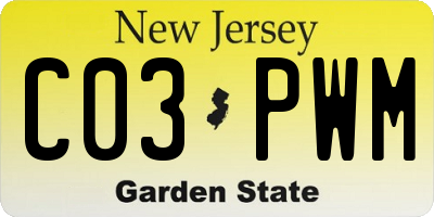 NJ license plate C03PWM