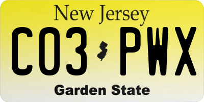 NJ license plate C03PWX