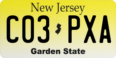 NJ license plate C03PXA