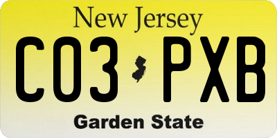 NJ license plate C03PXB