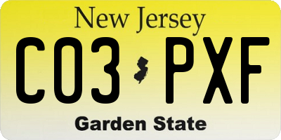 NJ license plate C03PXF