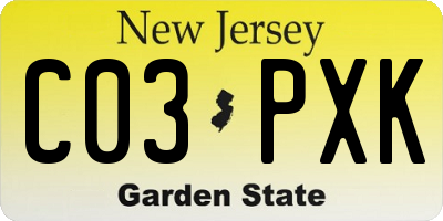 NJ license plate C03PXK