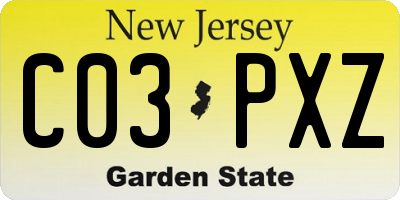 NJ license plate C03PXZ