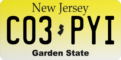 NJ license plate C03PYI