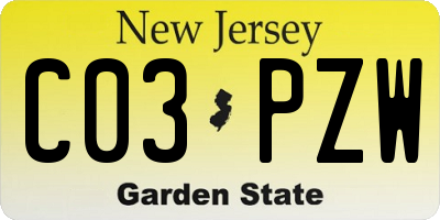 NJ license plate C03PZW