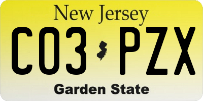 NJ license plate C03PZX