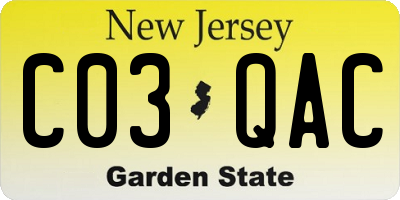 NJ license plate C03QAC