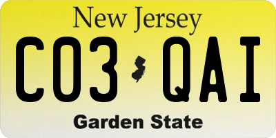 NJ license plate C03QAI