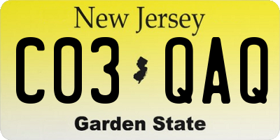 NJ license plate C03QAQ