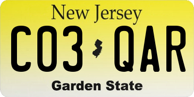 NJ license plate C03QAR