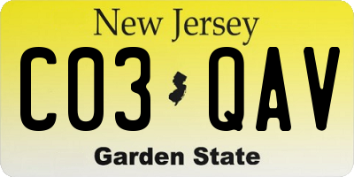 NJ license plate C03QAV