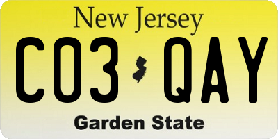 NJ license plate C03QAY