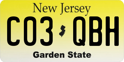 NJ license plate C03QBH