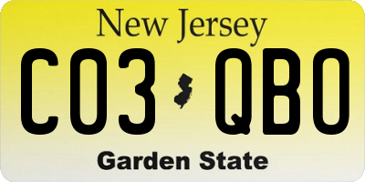 NJ license plate C03QBO