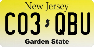 NJ license plate C03QBU