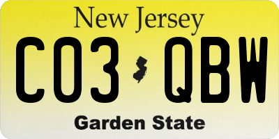 NJ license plate C03QBW