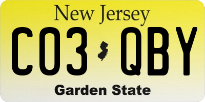 NJ license plate C03QBY