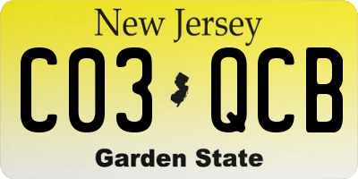 NJ license plate C03QCB