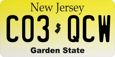 NJ license plate C03QCW