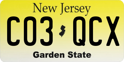 NJ license plate C03QCX