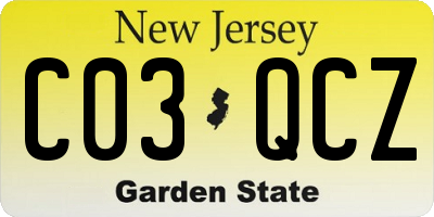 NJ license plate C03QCZ