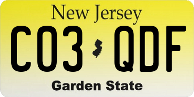 NJ license plate C03QDF