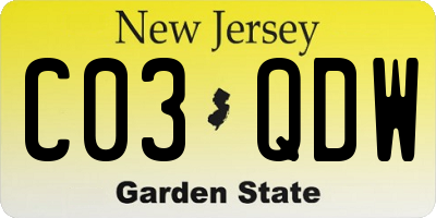 NJ license plate C03QDW