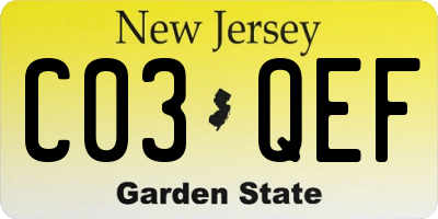 NJ license plate C03QEF